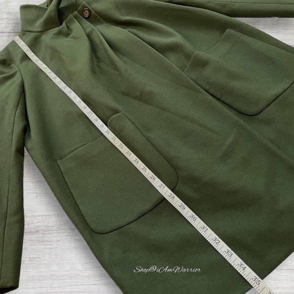 J.Crew dark avocado green wool/cashmere pleated cocoon coat shop@iamwarrior - Picture 6 of 10